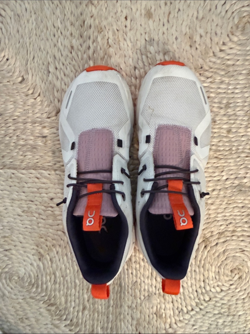 On Cloud Running White Sneakers with Orange Accents